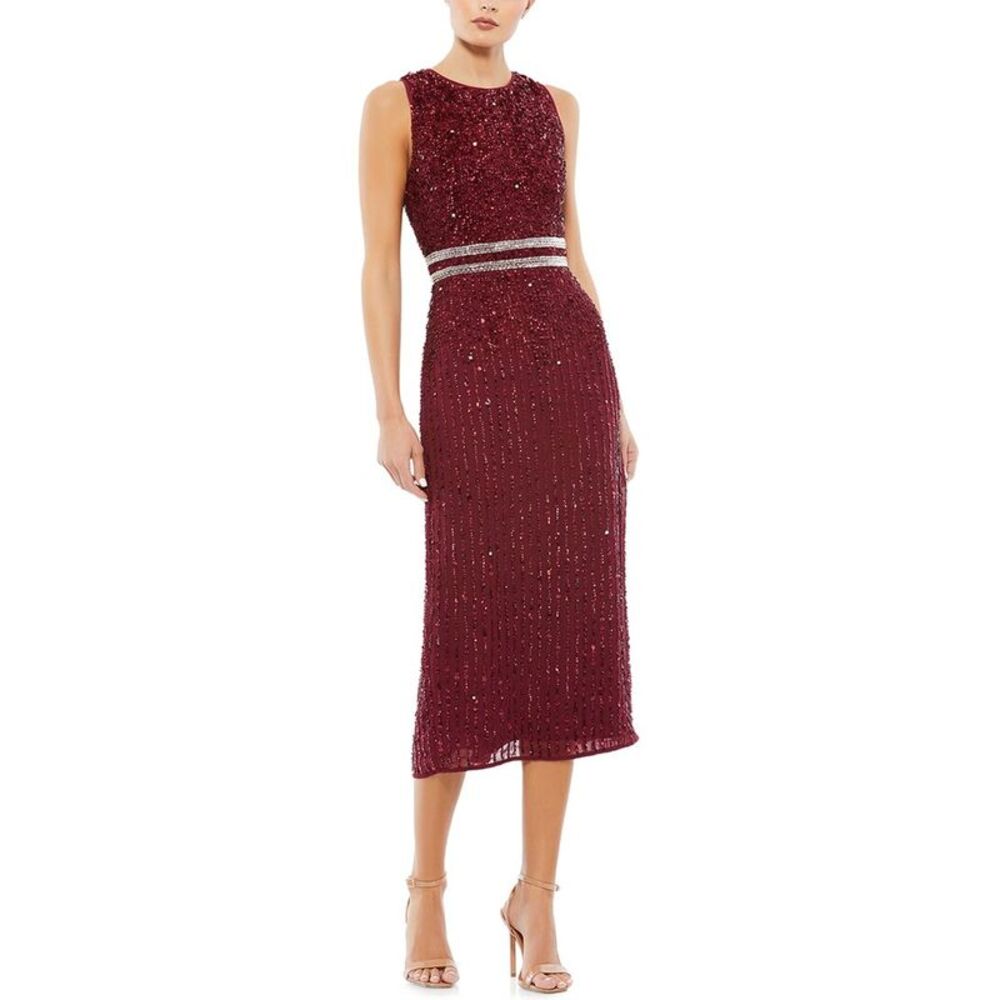 Mac Duggal Womens High Neck Dress, Red